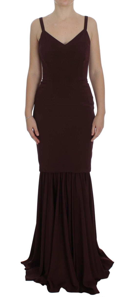Dolce & Gabbana Bordeaux Stretch-Etuikleid in voller Länge