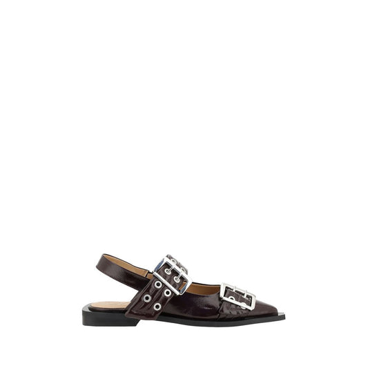 Ganni Braune Ballerinas aus Polyester