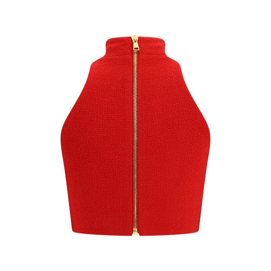 Balmain Rotes Fleece-Oberteil aus Wolle