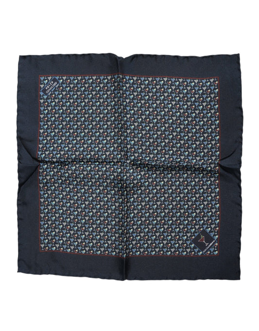 Dolce & Gabbana – Blauer quadratischer Foulard-Schal aus Cocktailseide