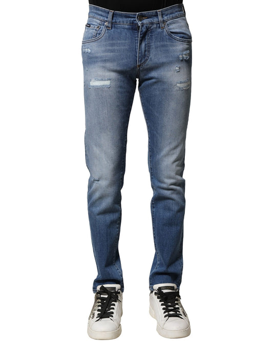Dolce & Gabbana Blaue Skinny-Jeans aus gewaschener Baumwolle für Herren