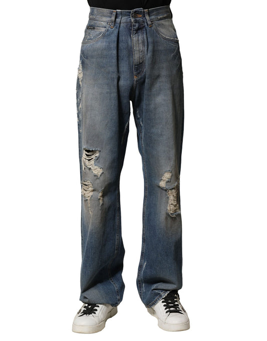 Dolce & Gabbana Blaue zerfetzte Herren-Jeans aus Baumwolle