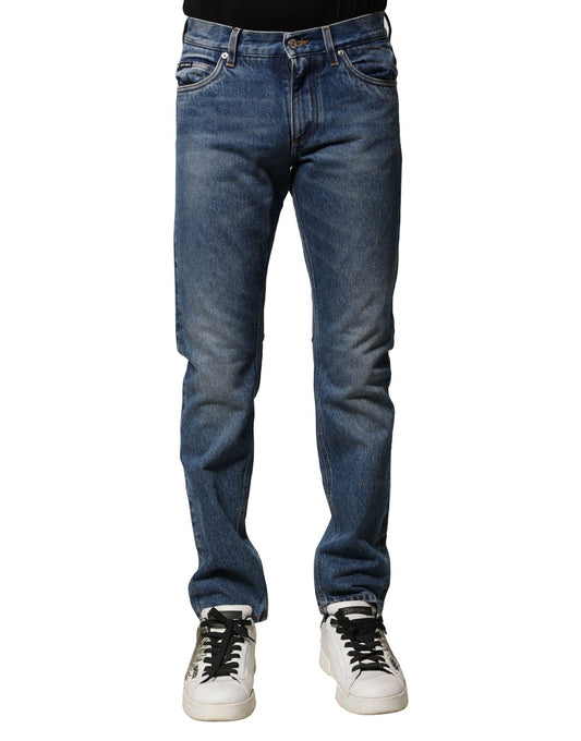 Dolce & Gabbana Blaue Slim Fit-Jeans aus Baumwollstretch für Herren