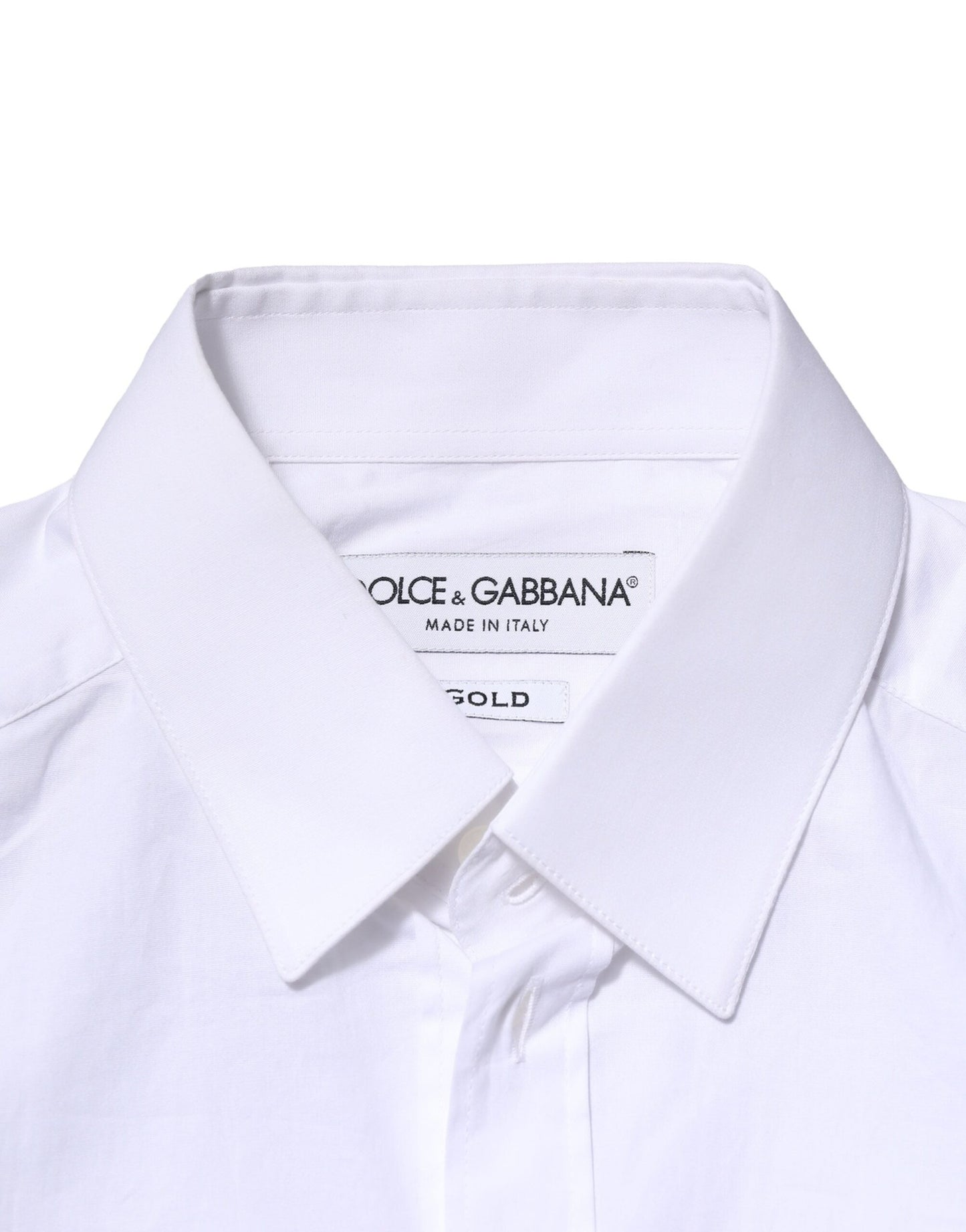 Dolce & Gabbana Weißes langärmliges Hemd aus Baumwolle in GOLD