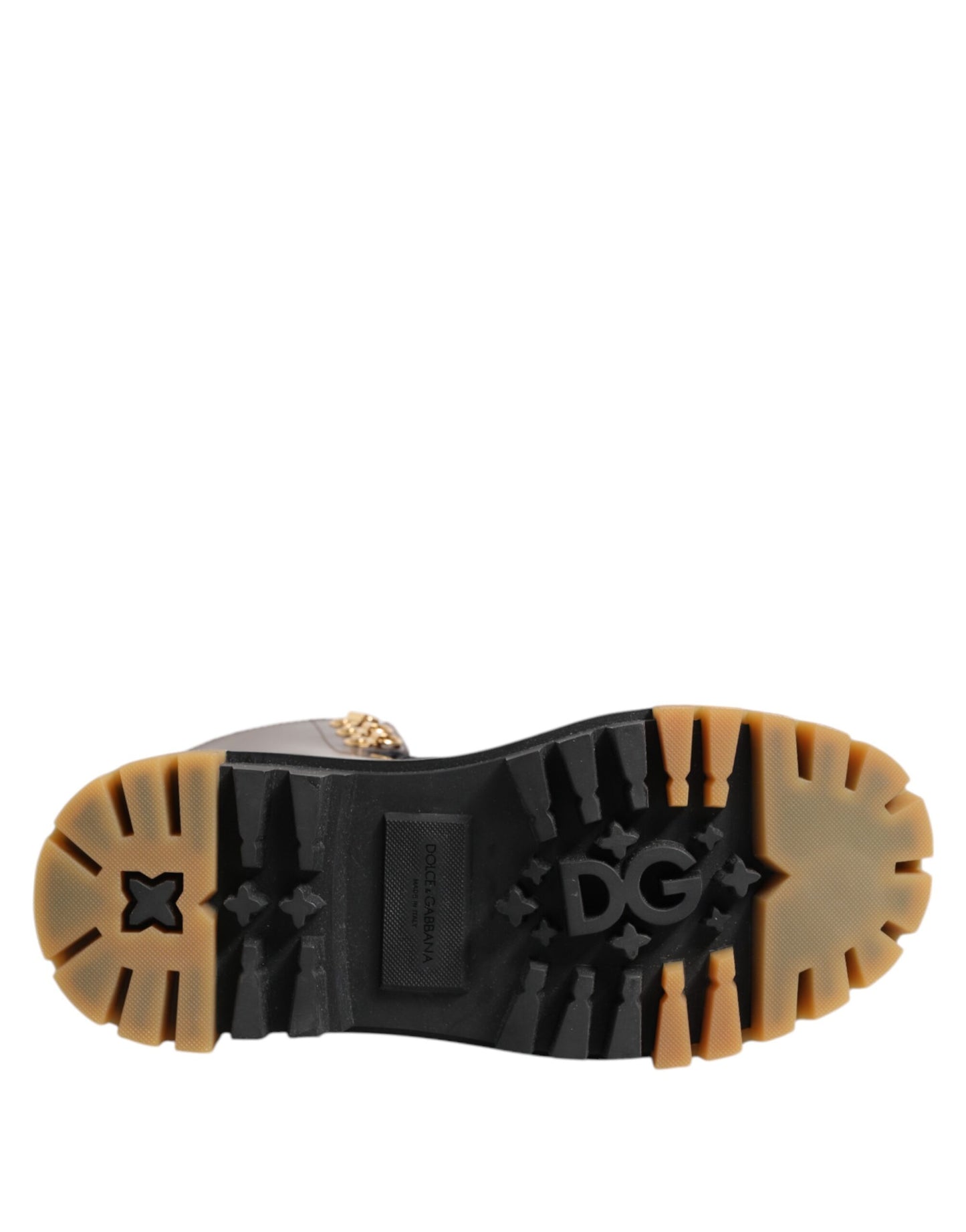 Dolce & Gabbana Braune schwarze Lederstiefel mit Reißverschluss und Schnürschuhen