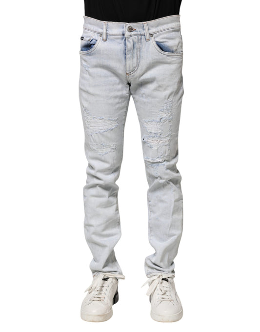 Dolce & Gabbana – Hellblaue, zerfetzte Skinny-Jeans