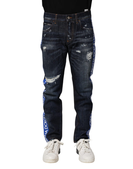 Dolce & Gabbana – Dunkelblaue, zerfetzte Skinny-Jeans