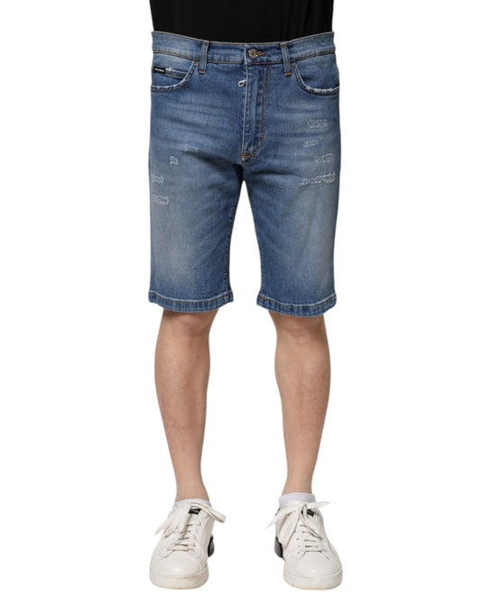Dolce & Gabbana – Blaue Bermudashorts aus Baumwollstretch für Herren