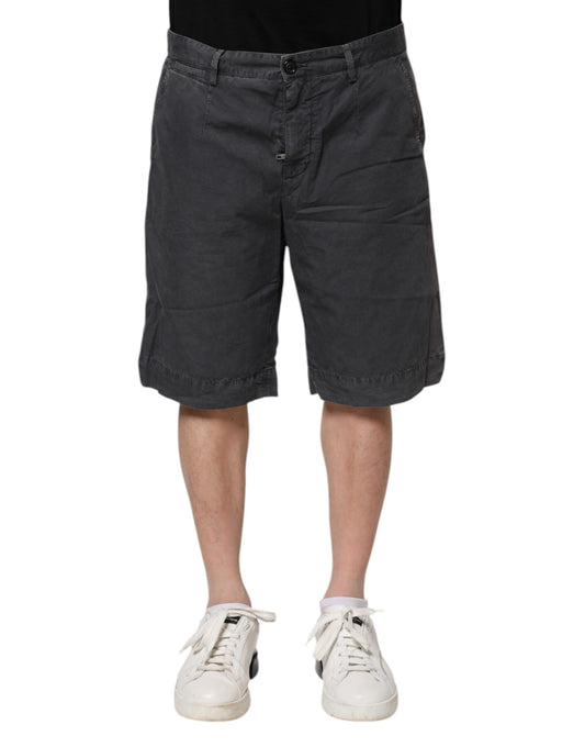 Dolce & Gabbana – Bermudashorts aus Baumwollstretch-Denim in Dunkelgrau