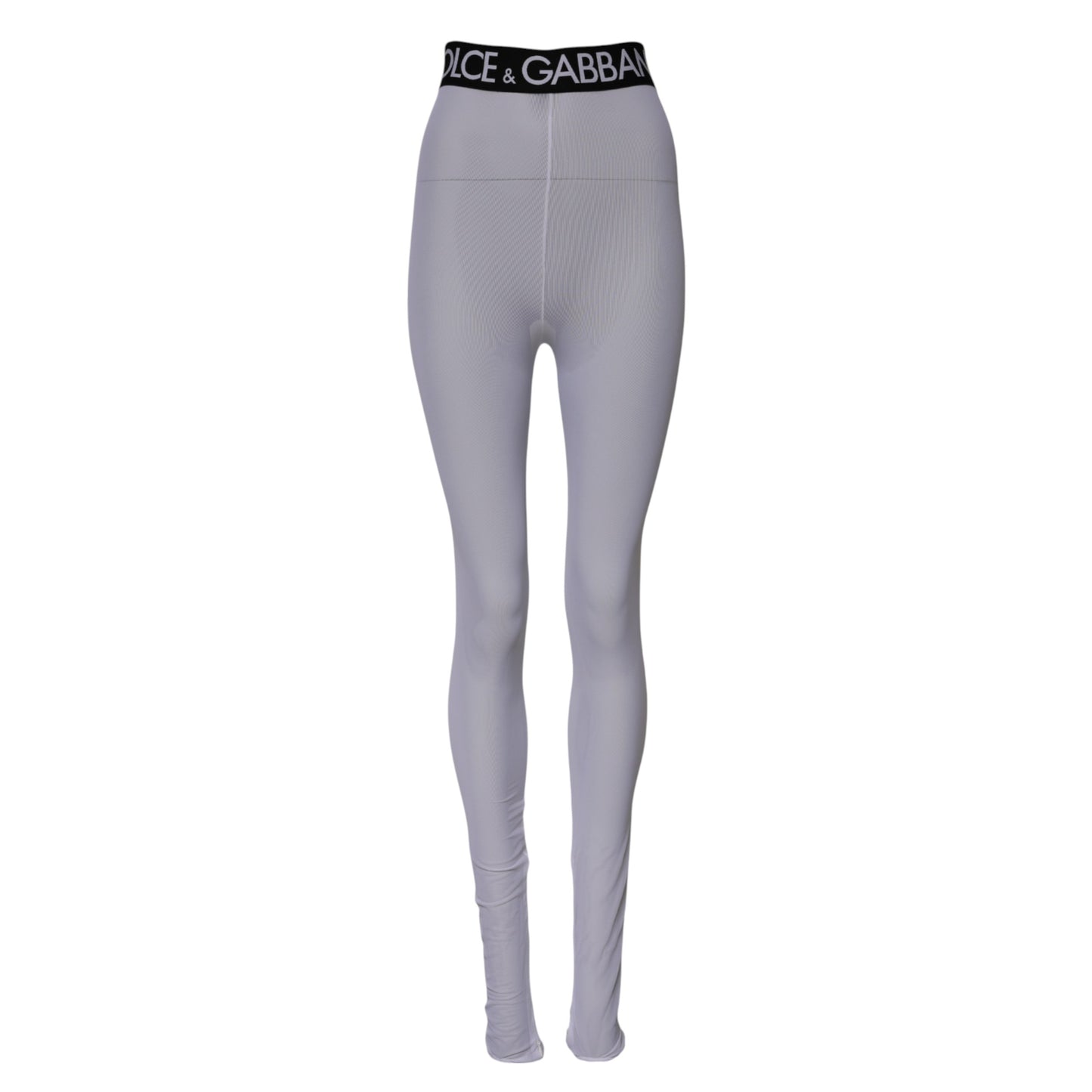 Dolce & Gabbana – Graue Leggings aus Nylon mit DG-Logo und mittlerer Taille