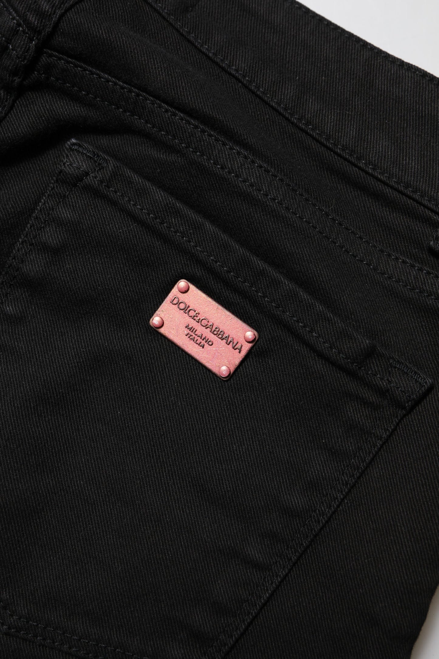 Dolce & Gabbana – Schwarze Skinny-Jeans aus Baumwoll-Denim mit mittlerer Taille