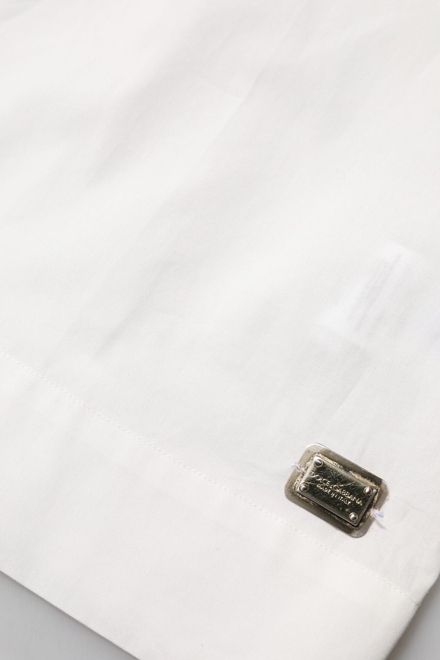 Dolce & Gabbana – Weißes Baumwoll-Oberhemd mit kurzen Ärmeln und Kragen