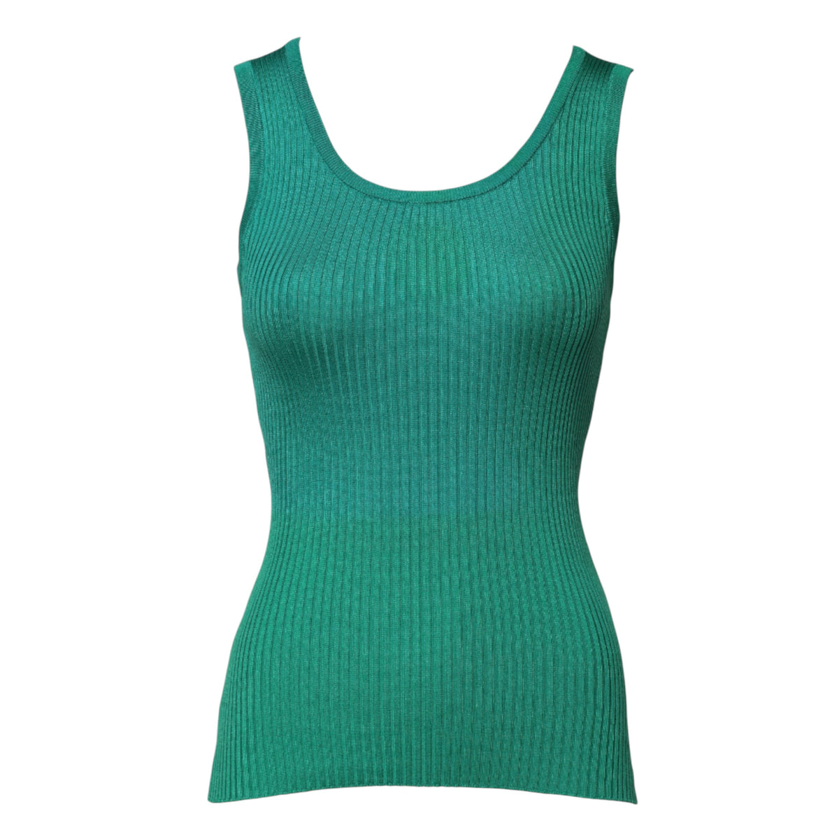 Dolce & Gabbana Green Silk Sleeveless Round Neck Tank Top