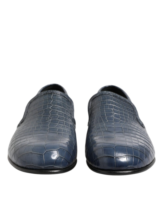 Dolce & Gabbana – Slipper aus exotischem Leder in Blau für Herren