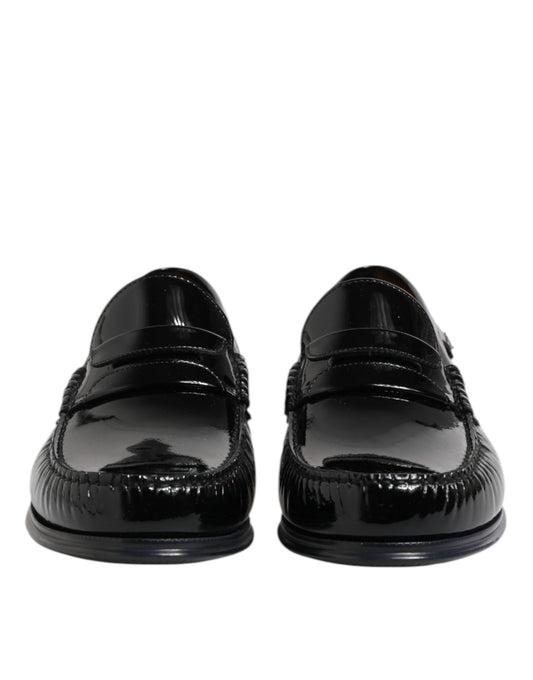 Dolce & Gabbana – Slipper-Loafer aus schwarzem Leder