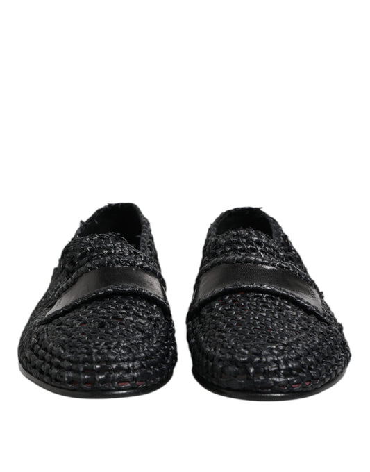 Dolce & Gabbana – Schwarze Slipper aus gewebtem Leder Herren Schuhe