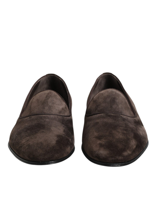 Dolce & Gabbana – Slipper aus braunem Samtleder