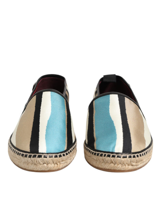 Flache Espadrille-Schuhe aus Canvas mit mehrfarbigen Streifen von Dolce & Gabbana