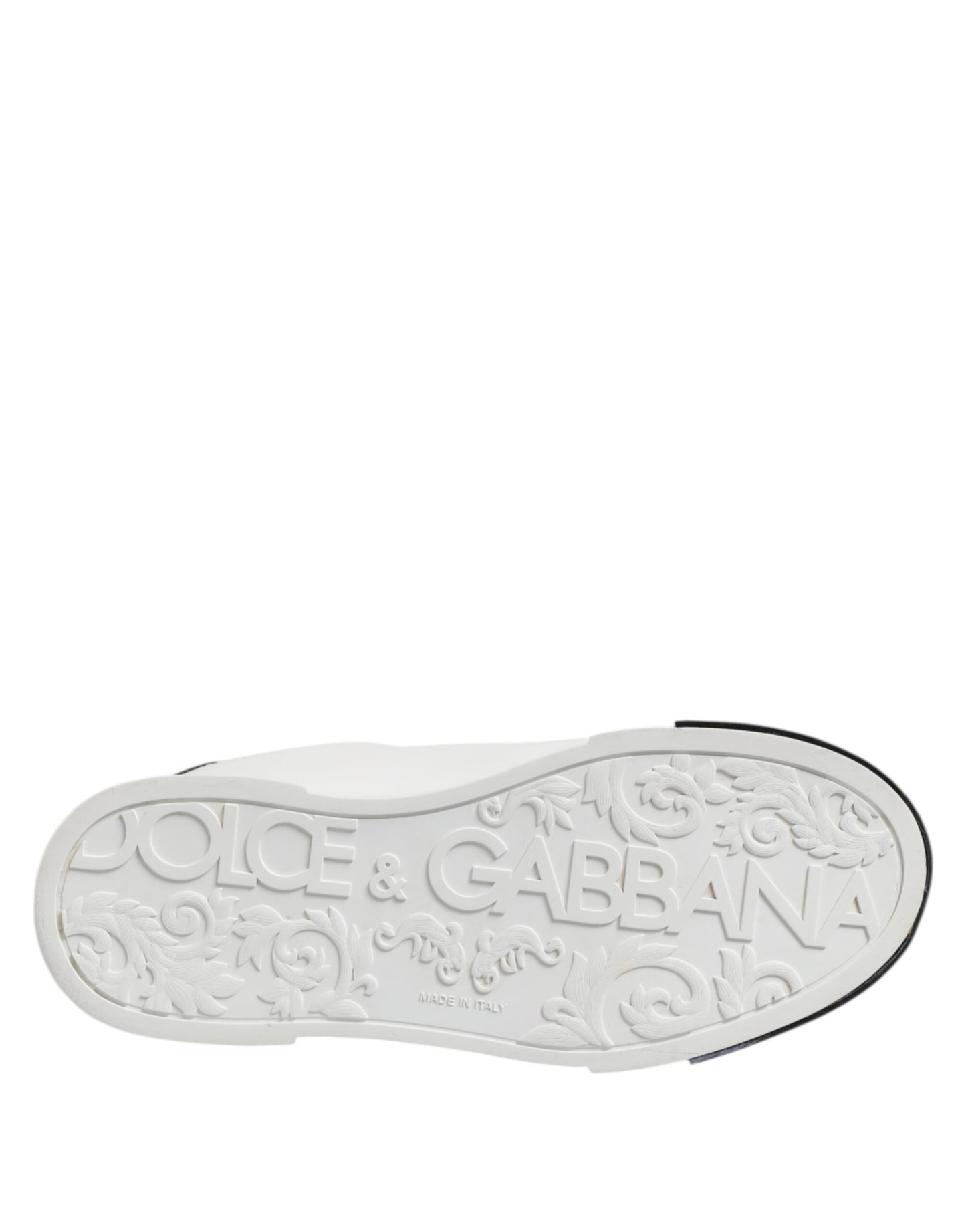 Dolce & Gabbana – Weiße, schwarze Sneakers mit Logo aus Leder zum Schnüren