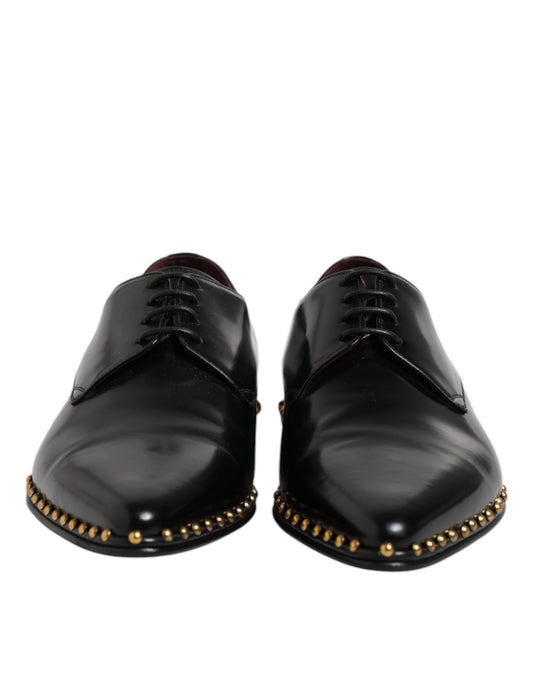 Dolce & Gabbana – Derby-Schuhe aus schwarzem Leder mit Nieten