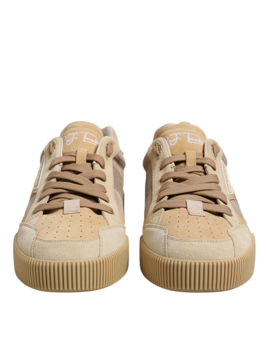 Dolce & Gabbana Beige Leder Low Top Schnürschuhe