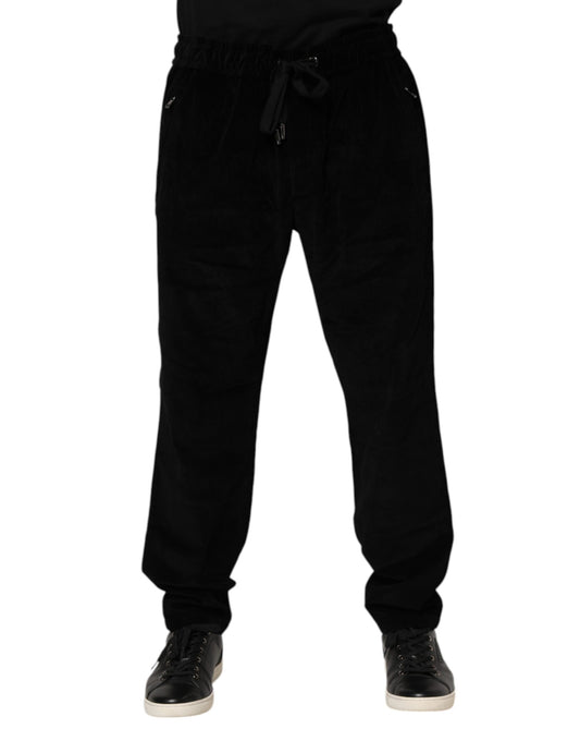 Dolce & Gabbana Black Cotton Men Jogger Sweatpants Pants