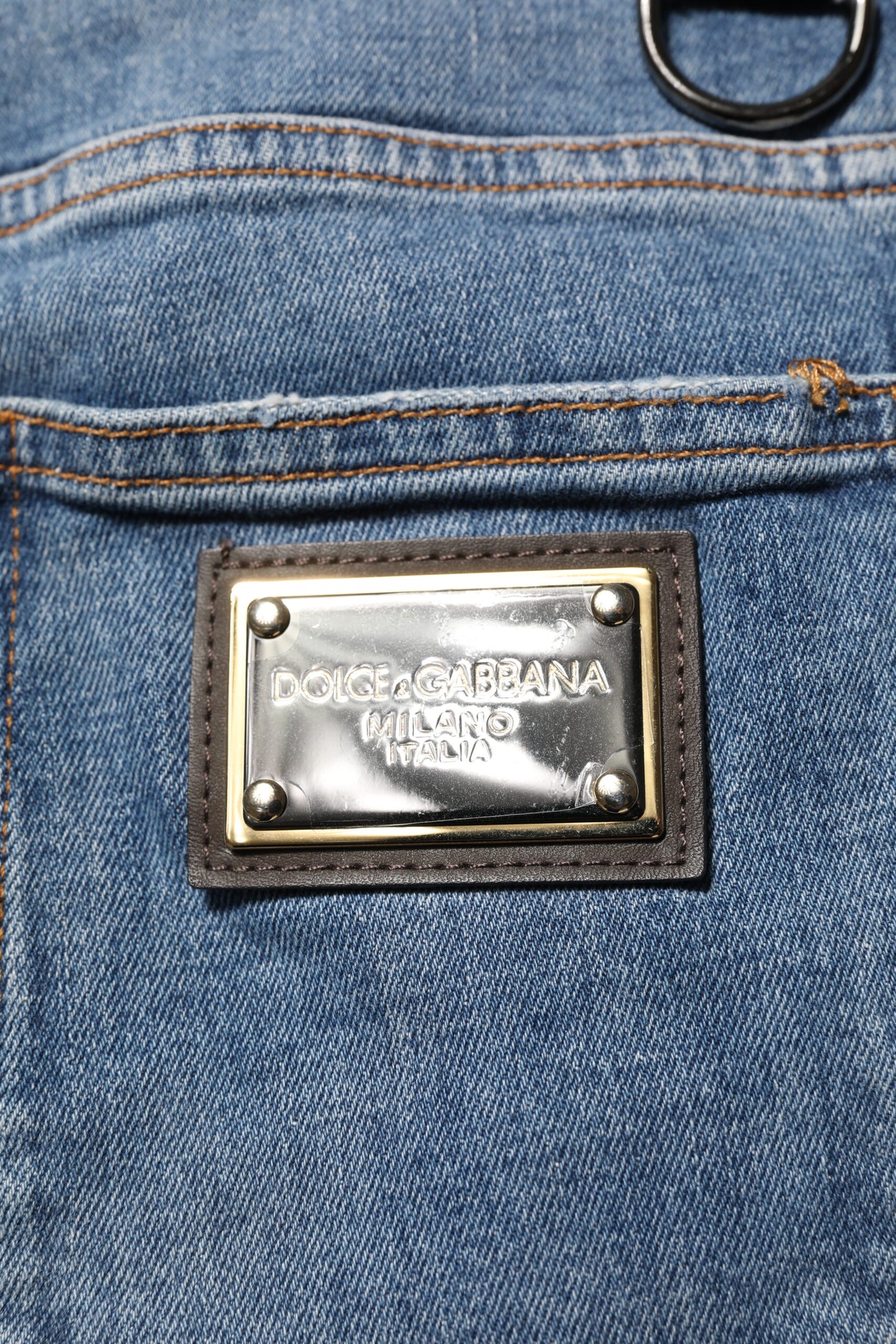 Dolce & Gabbana – Zerfetzte Skinny-Jeans aus blauem Baumwoll-Denim mit Logo