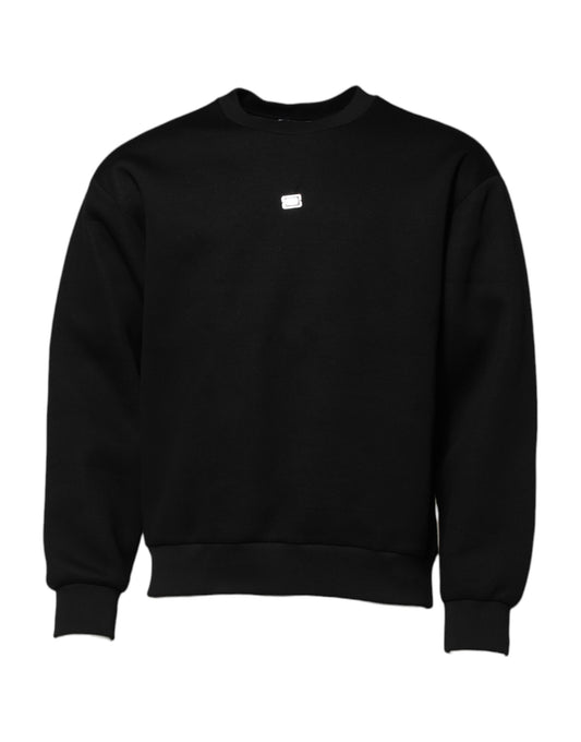Dolce & Gabbana – Schwarzer Modal-Pullover mit DG-Logo-Plakette