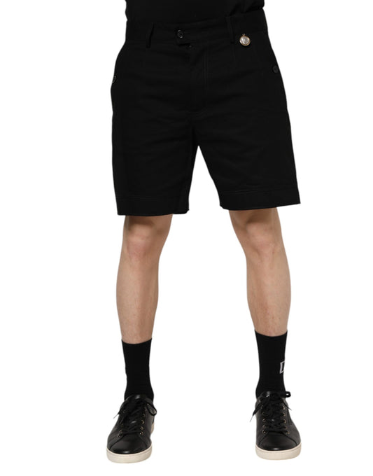 Dolce & Gabbana – Knielange Bermudashorts aus schwarzer Baumwolle für Herren