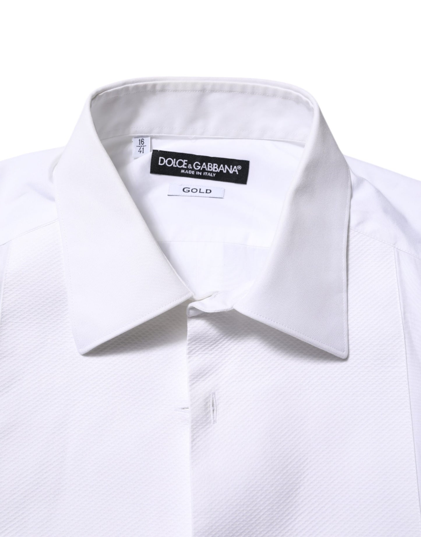 Dolce & Gabbana Weißes Bib Baumwollpopeline GOLD Herren Formelles Hemd