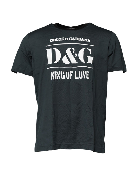 Dolce & Gabbana – Schwarzes, bedrucktes T-Shirt aus Baumwolle mit kurzen Ärmeln