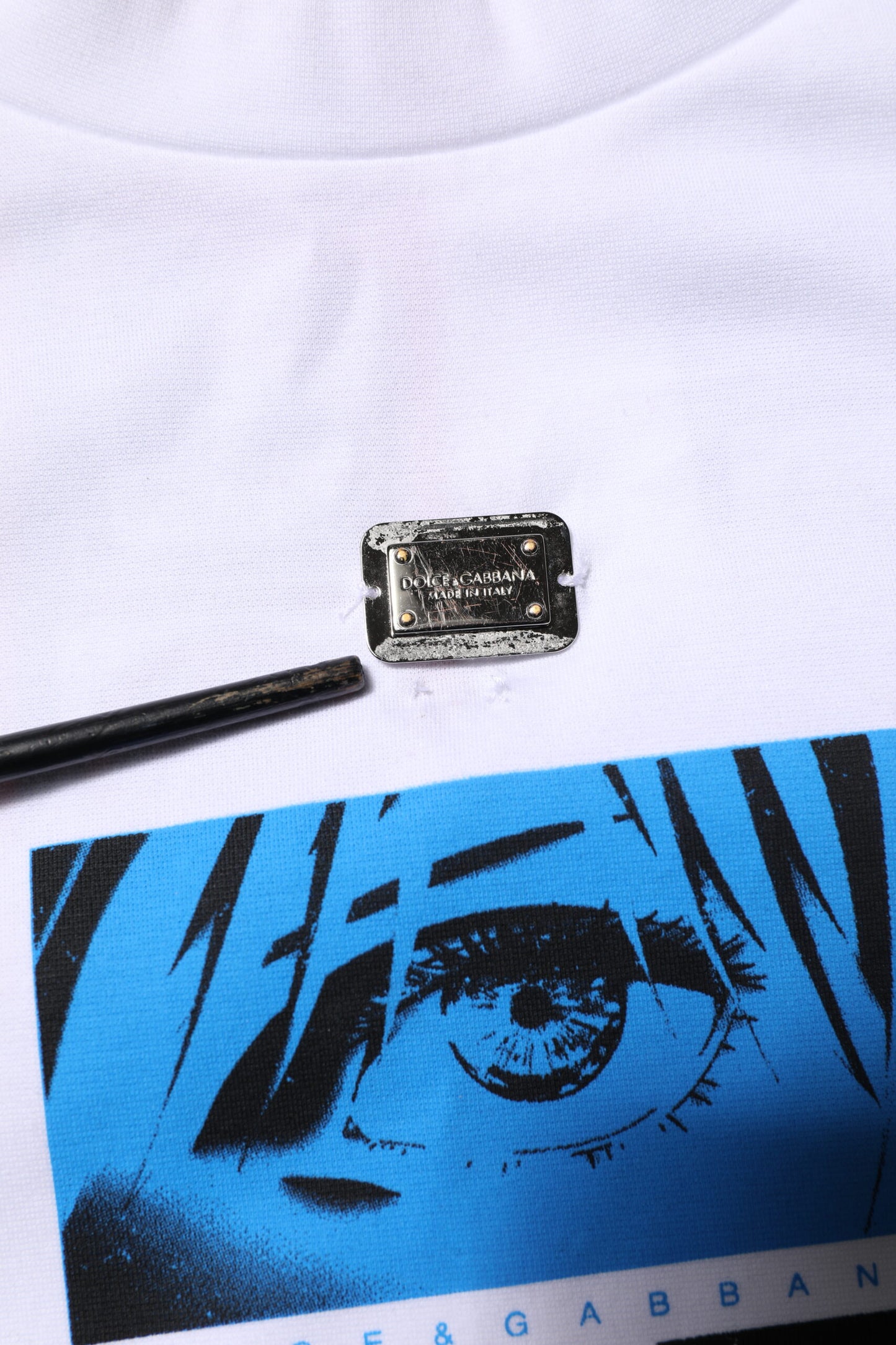 Dolce & Gabbana – Weißes Baumwoll-T-Shirt mit Rundhalsausschnitt und Grafikdruck