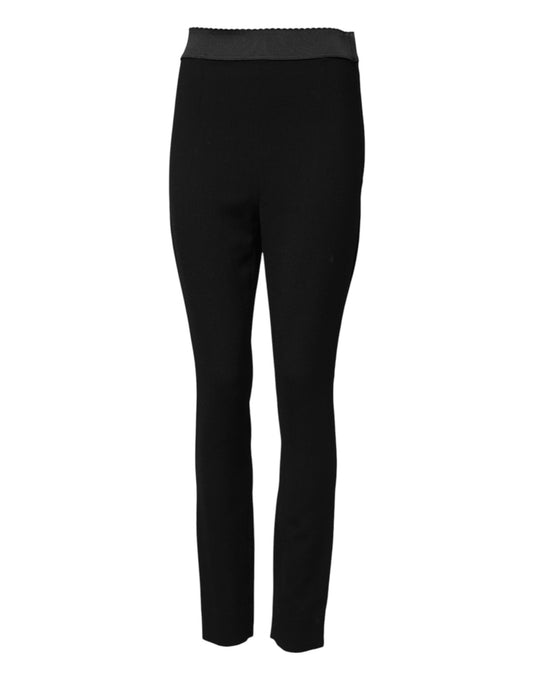 Dolce & Gabbana Schwarze Wollleggings Stretchhose