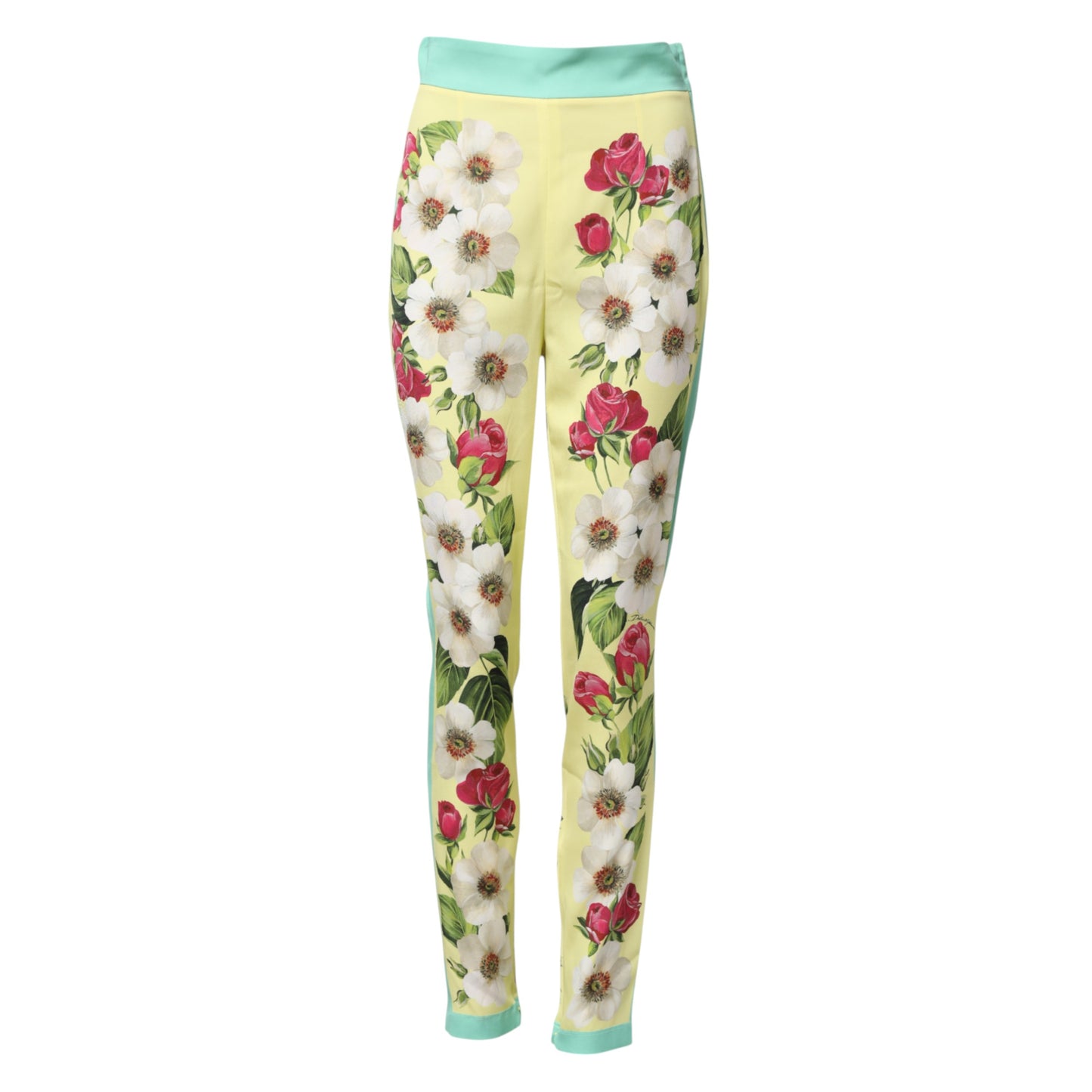 Dolce & Gabbana Leggings aus gelber Seide mit Blumenmuster