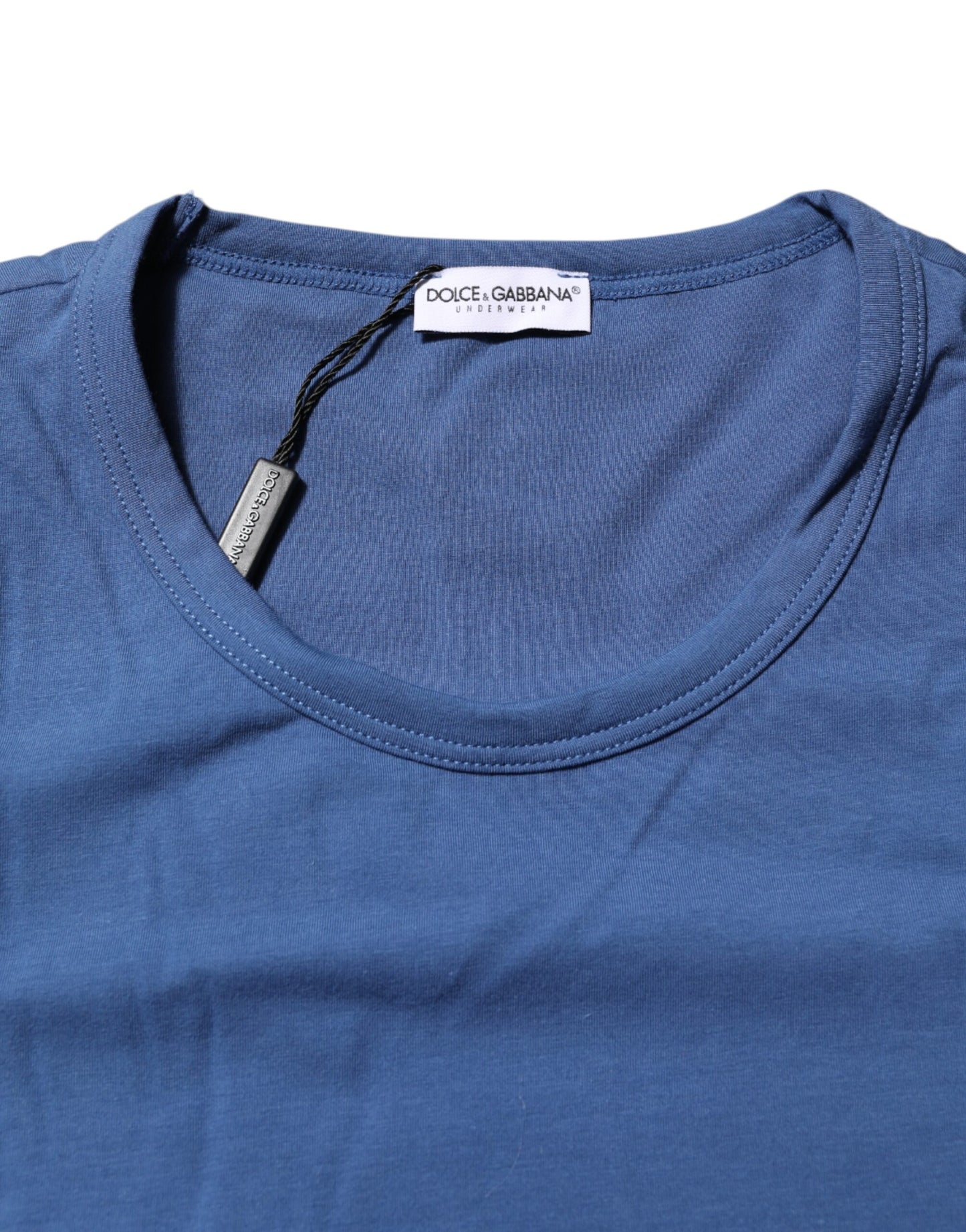Dolce & Gabbana Blaues Herren-Unterwäsche-T-Shirt aus Baumwolle mit Rundhalsausschnitt