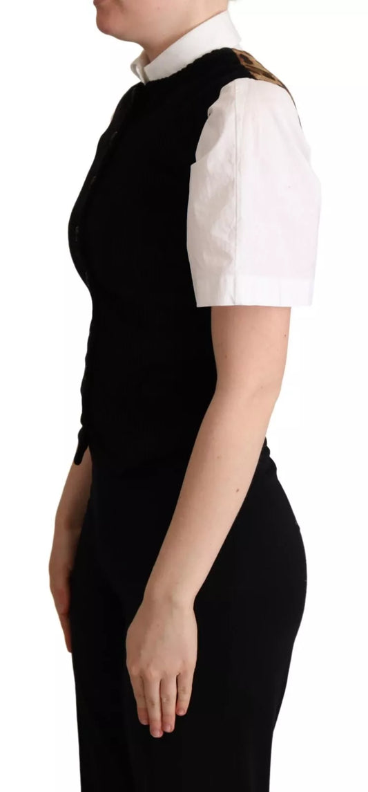 Dolce & Gabbana Weste mit Leopardenmuster, schwarz-braun