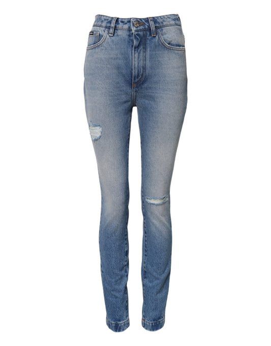 Dolce & Gabbana – Blau verwaschene Skinny-Jeans mit hoher Taille