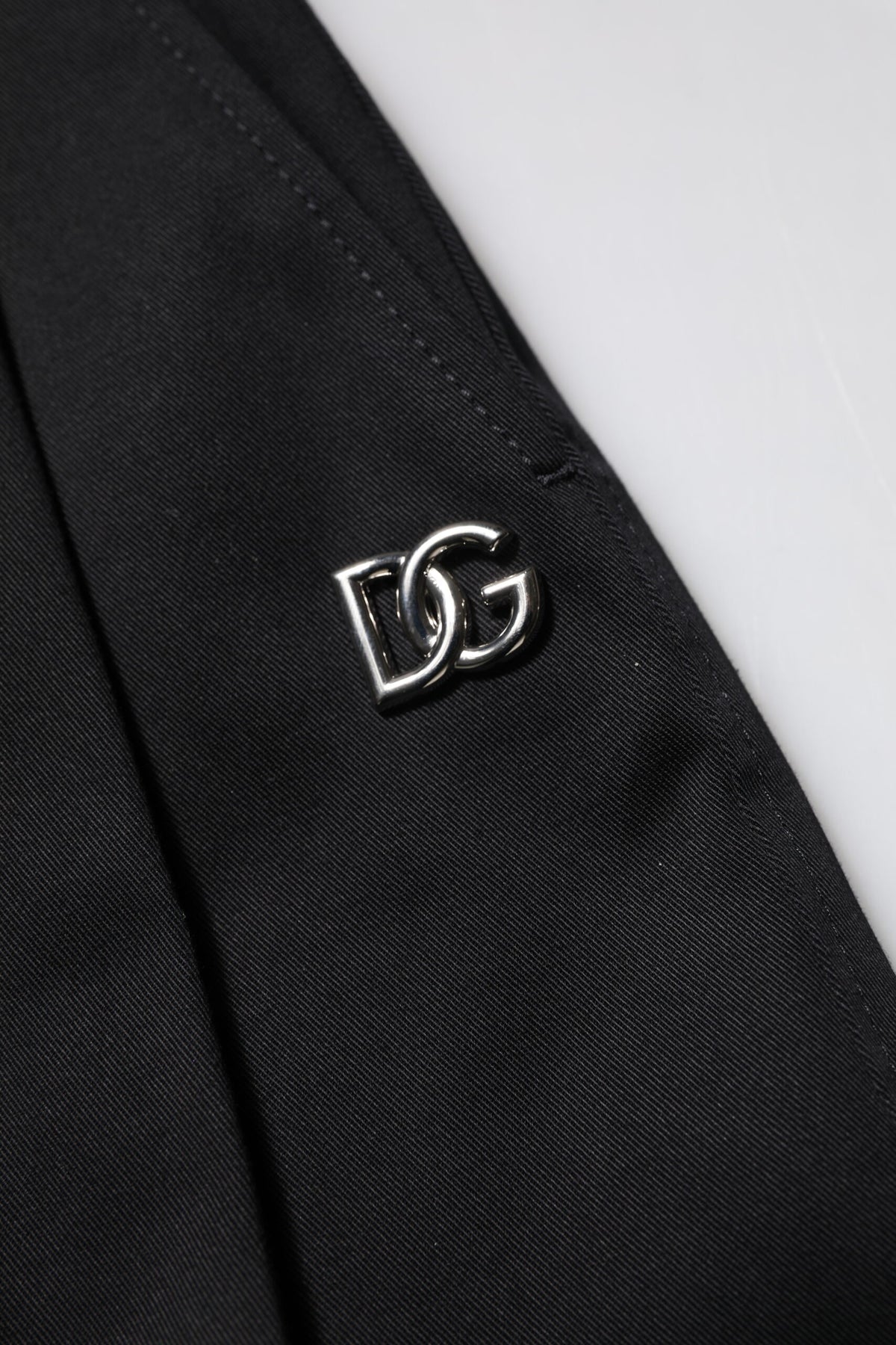 Dolce & Gabbana – Schwarze Hose aus Baumwolle mit hoher Taille und weitem Bein