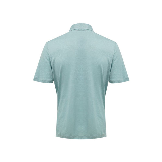 Gran Sasso Blaues Leinen-Poloshirt
