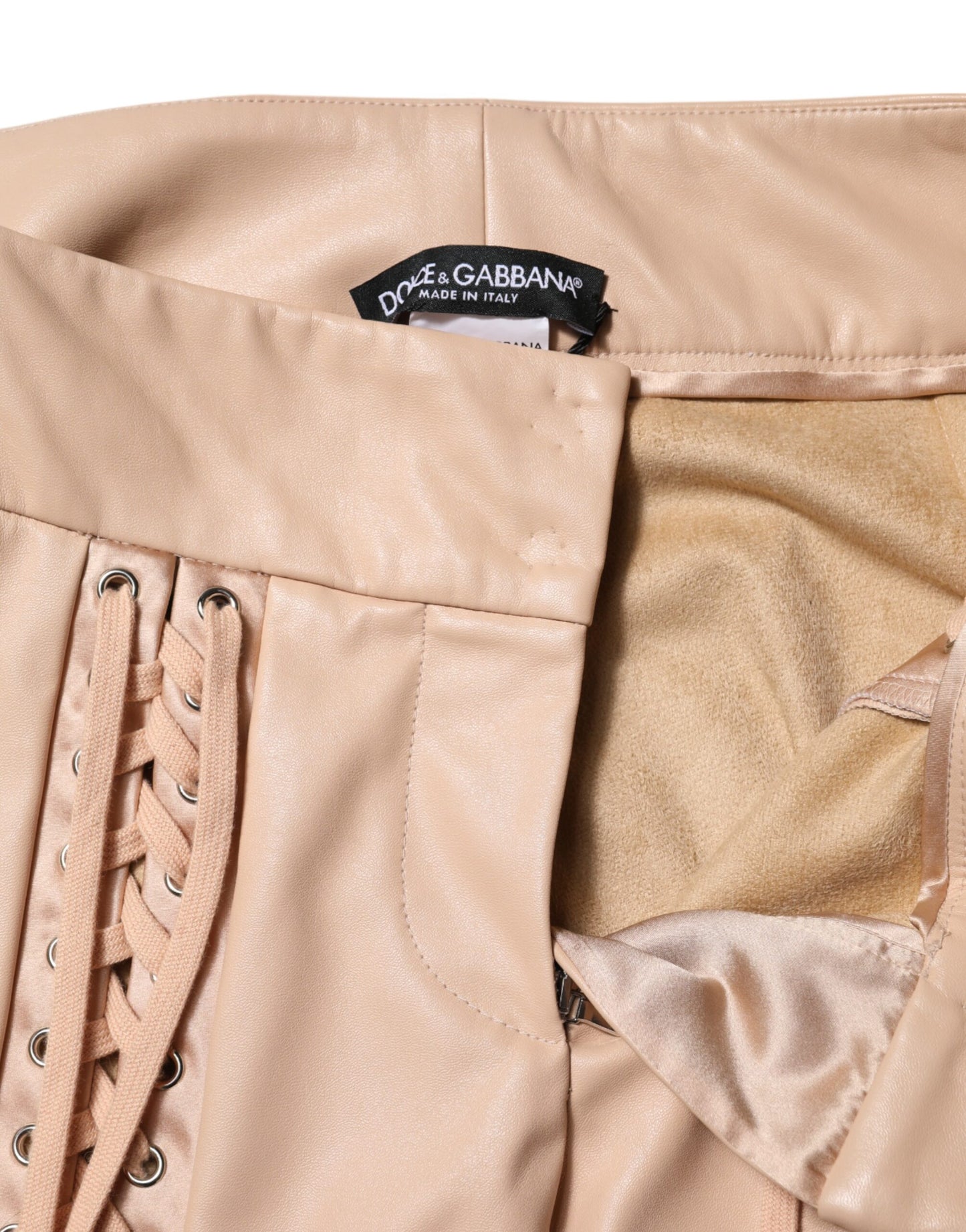 Dolce & Gabbana Beige Skinny-Hose mit mittelhohem Bund und Spitzendetails