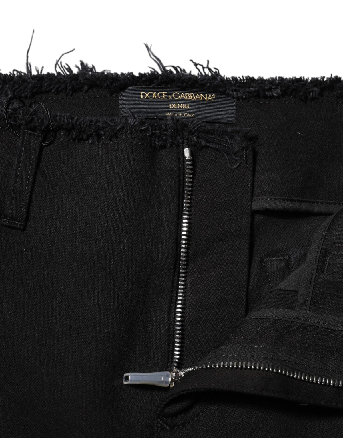 Dolce & Gabbana – Schwarze Schlagjeans aus Baumwolle mit mittlerer Taille