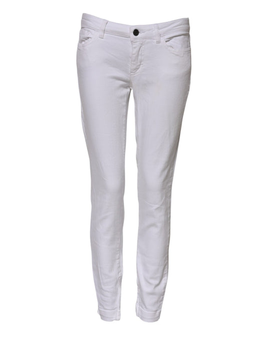Dolce & Gabbana – Weiße Skinny-Jeans aus Baumwolle mit niedriger Taille