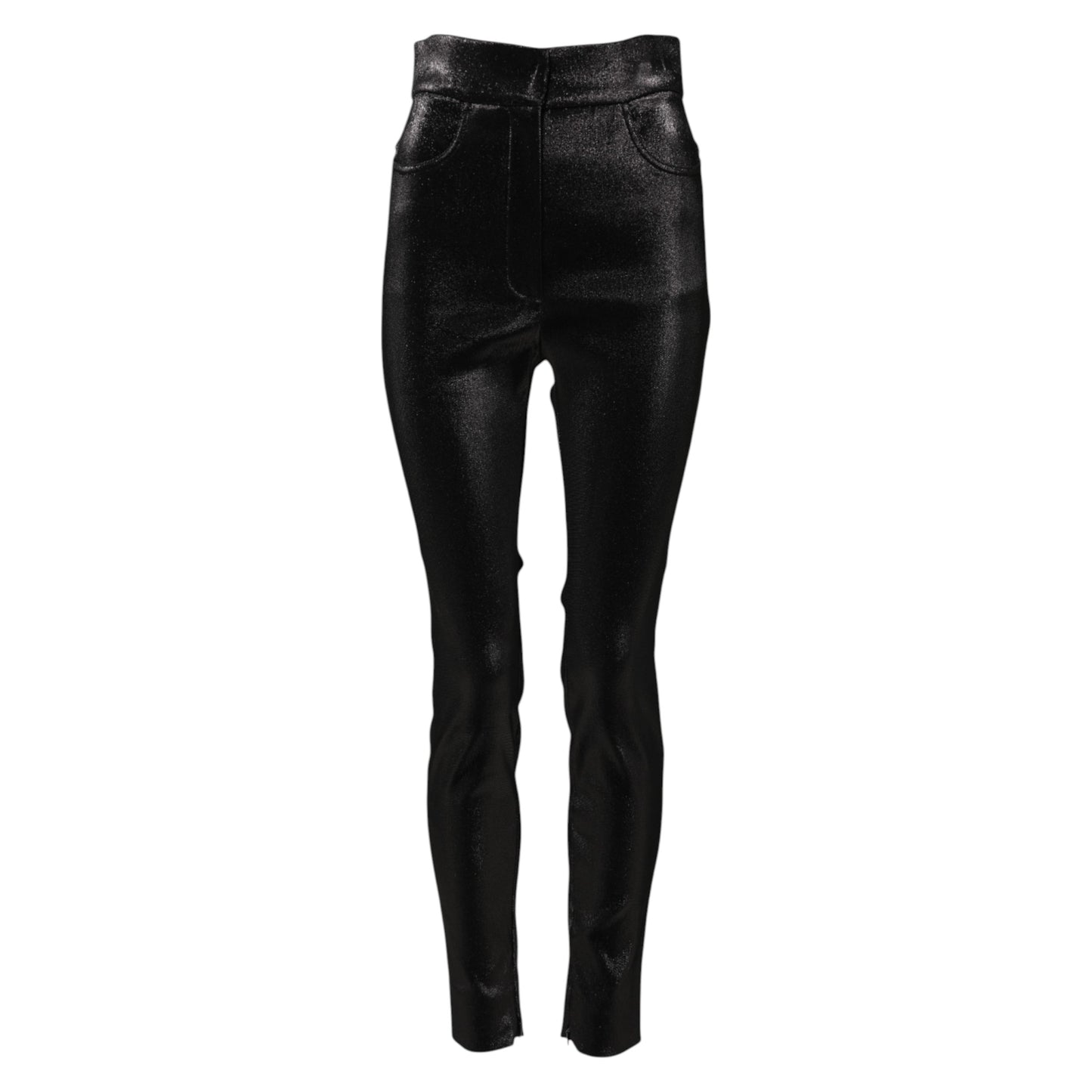 Dolce & Gabbana Schwarze Skinny-Hose aus Baumwollstretch mit Lurexfaden