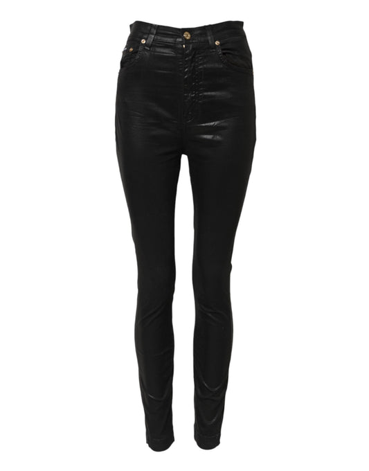 Dolce & Gabbana – Schwarze GRACE Skinny-Jeans mit hoher Taille
