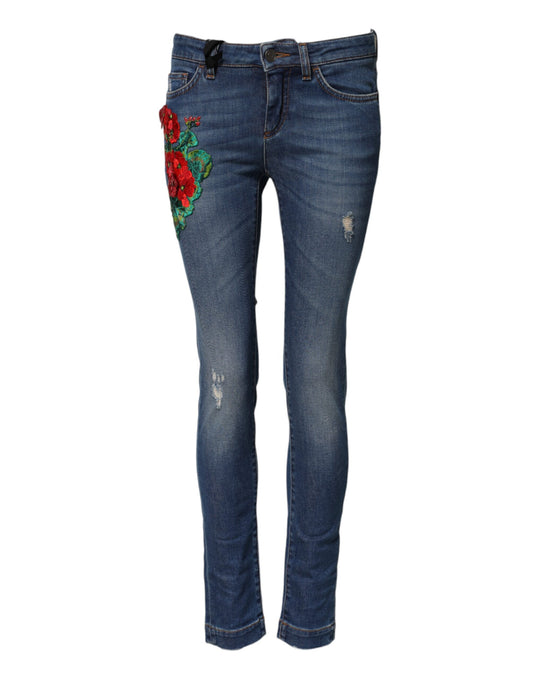 Dolce & Gabbana – Blaue Skinny-Jeans aus Baumwolle mit niedriger Taille