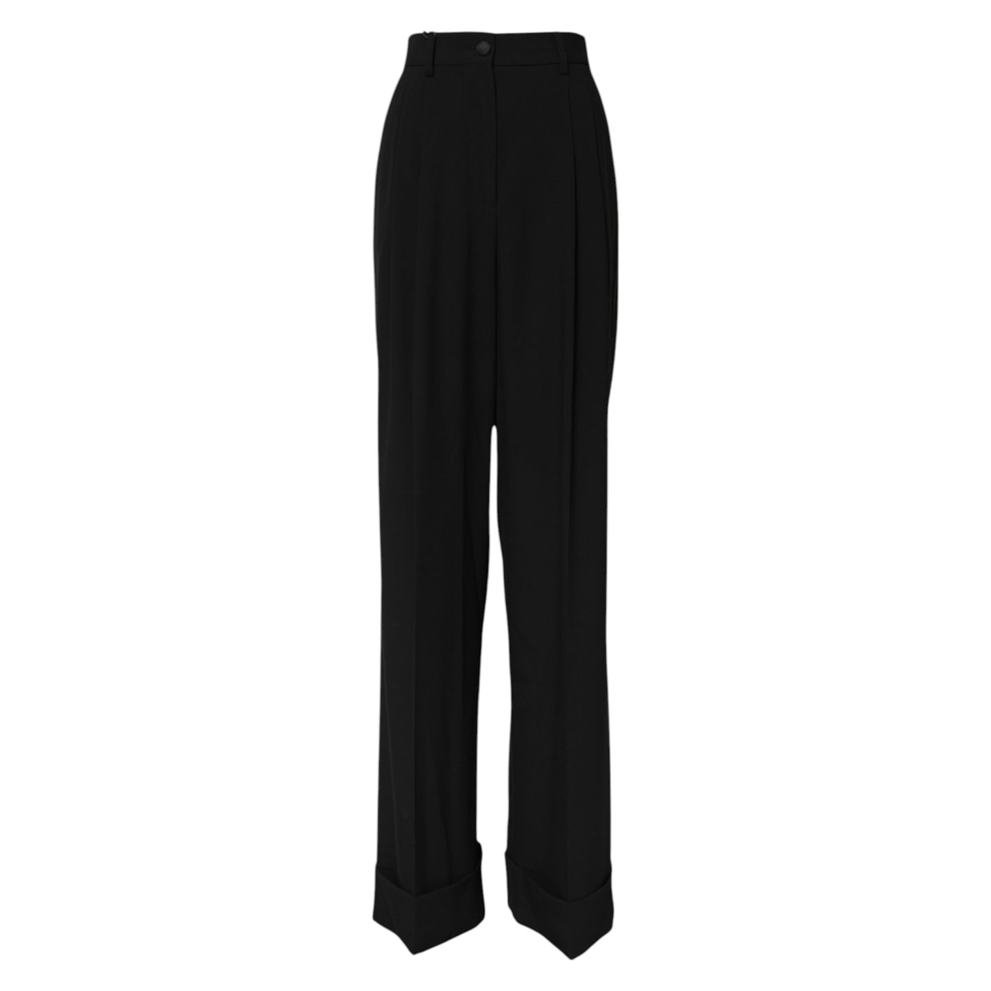 Dolce & Gabbana – Schwarze, formelle Wollhose mit hoher Taille