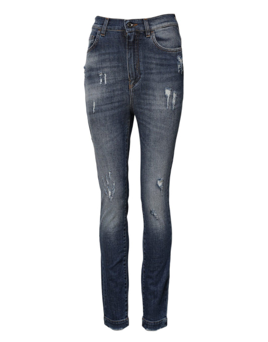 Dolce & Gabbana – Blaue Skinny-Jeans aus Baumwolle mit hoher Taille