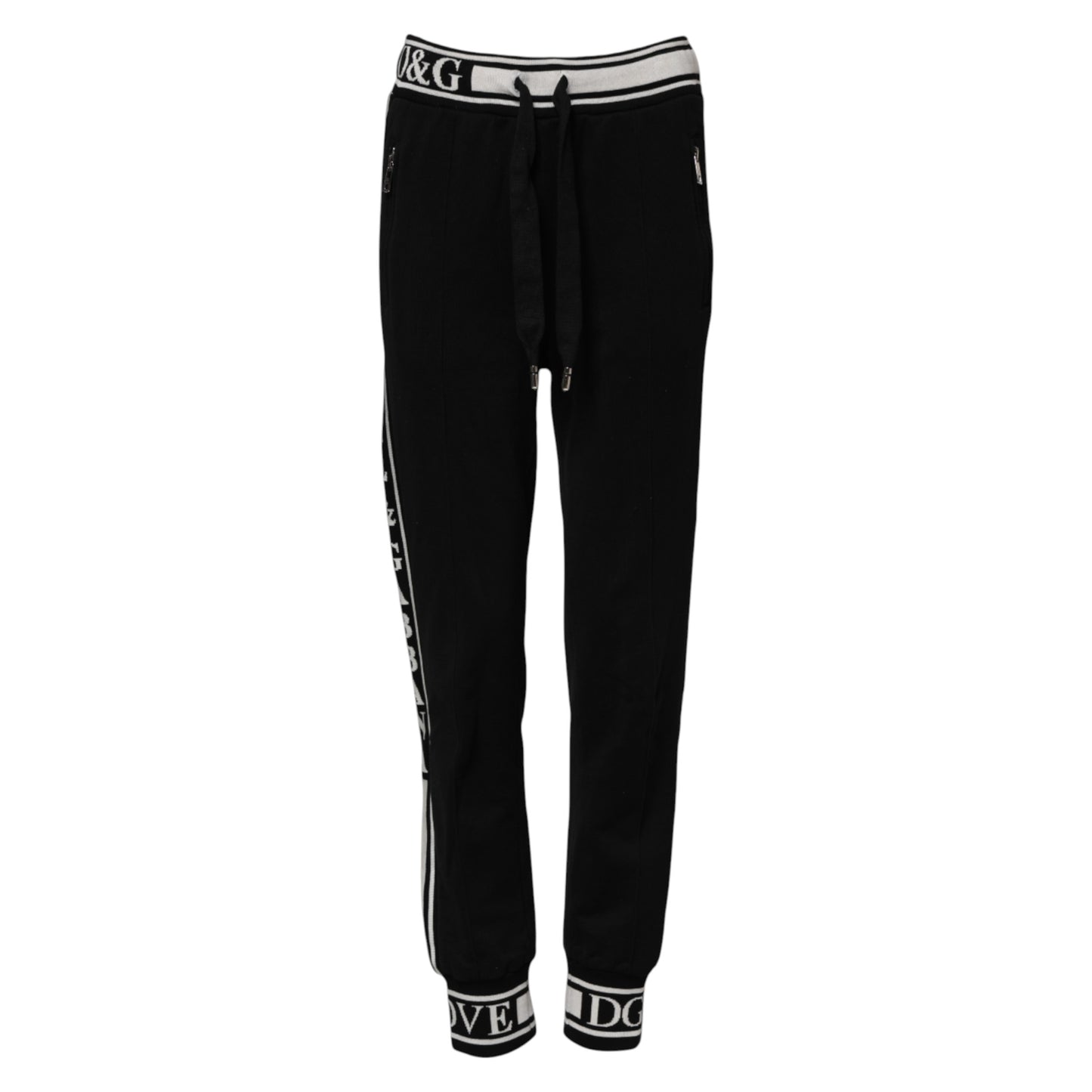 Dolce & Gabbana – Schwarze Jogginghose aus Baumwolle mit Logobund