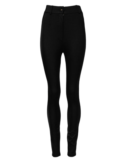 Dolce & Gabbana – Schwarze, hoch taillierte, enge Leggings