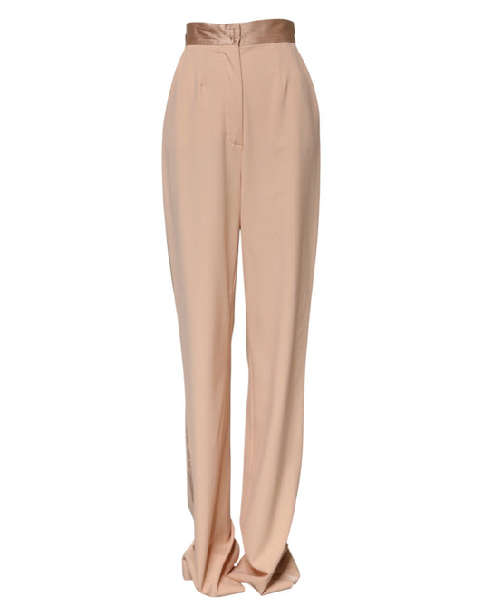 Dolce & Gabbana Beige Polyester-Hosen mit mittlerer Taille